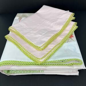 Yves Delorme Eventails fan botanical bird cotton flat sheet and 2 pillow cases